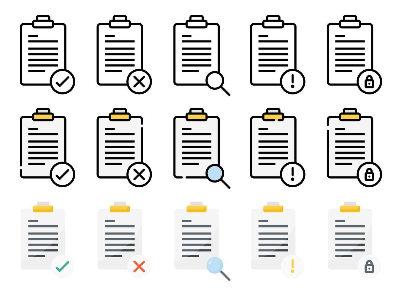 presse-papiers icône ensemble. vecteur illustration.