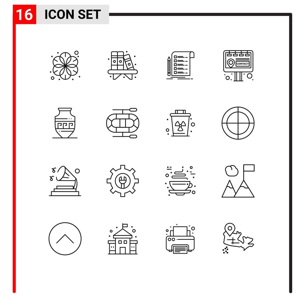 16 utilisateur interface contour pack de moderne panneaux et symboles de ancien pot commercialisation fichier contact liste de contrôle modifiable vecteur conception éléments