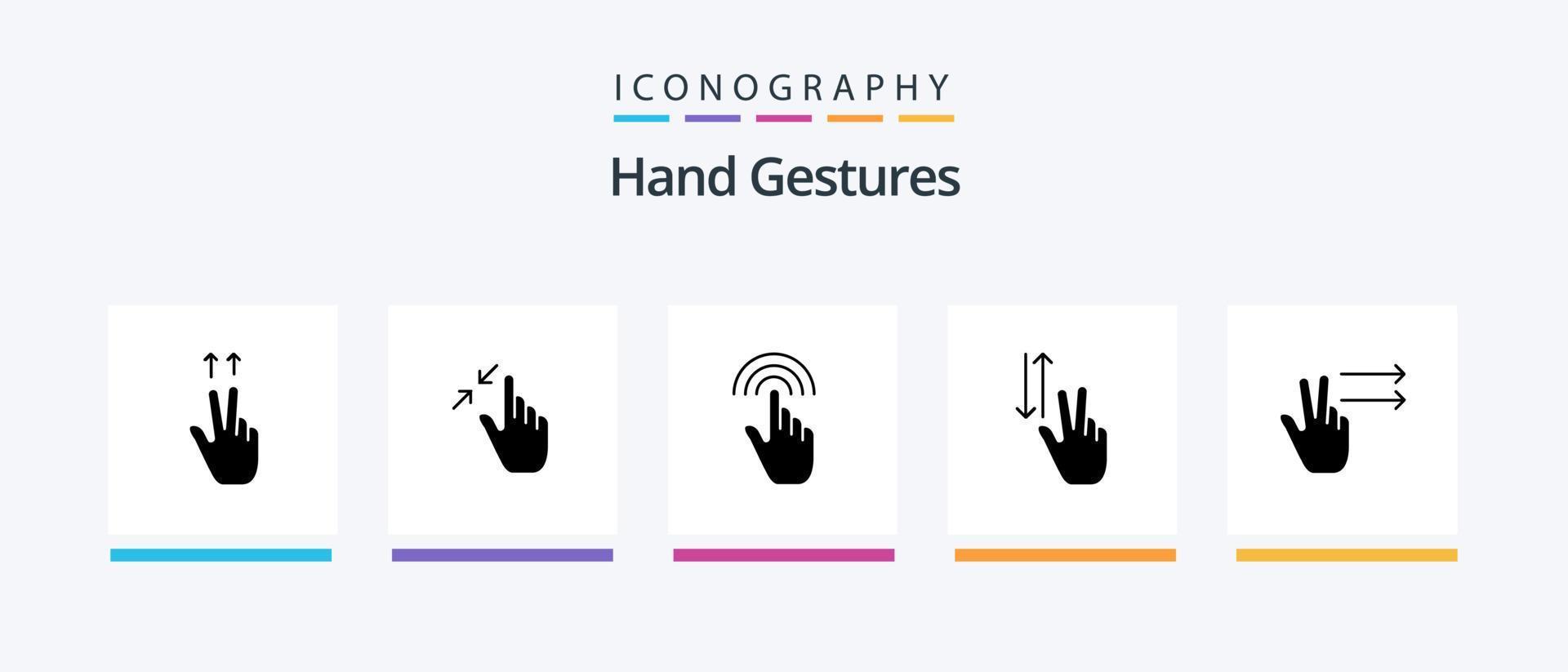 main gestes glyphe 5 icône pack comprenant bas. deux. doigt. gestes. robinet. Créatif Icônes conception vecteur