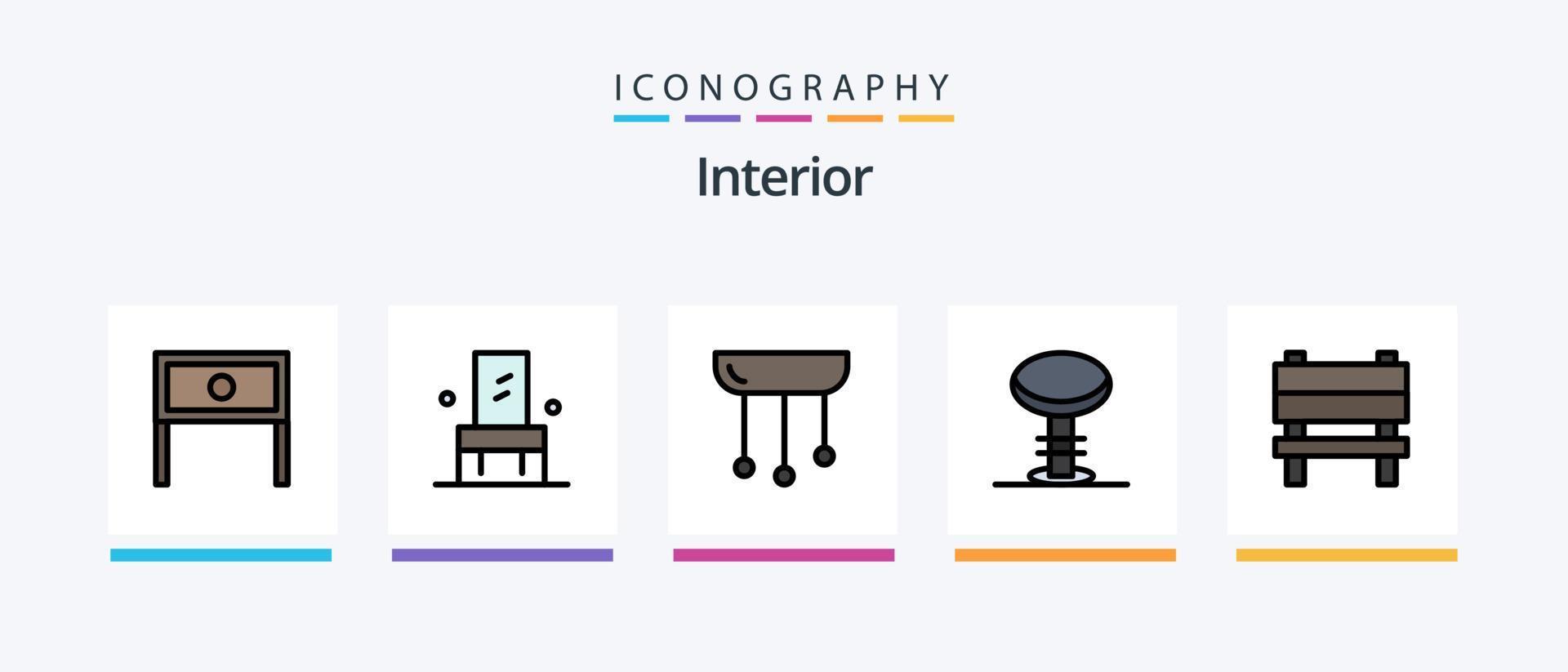 intérieur ligne rempli 5 icône pack comprenant la fenêtre. ménage. sol. porte. escaliers. Créatif Icônes conception vecteur