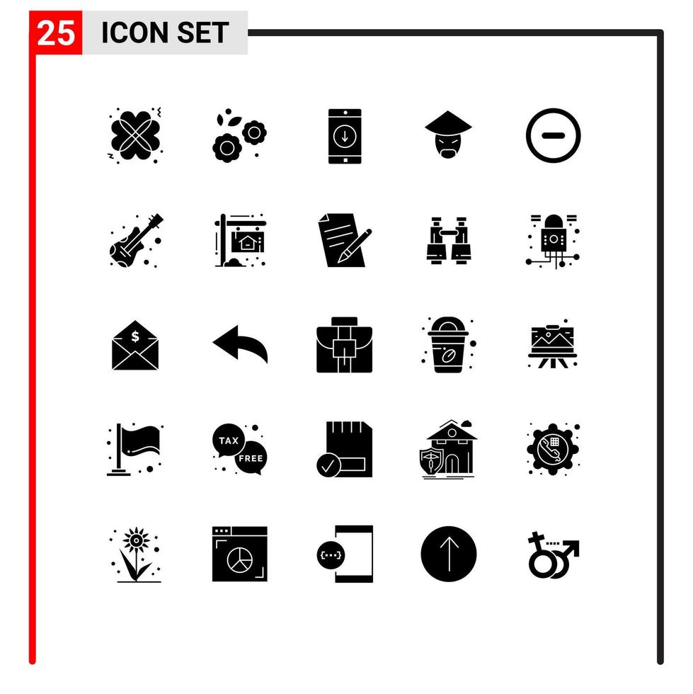 Stock vecteur icône pack de 25 ligne panneaux et symboles pour interface moine application Chine La Flèche modifiable vecteur conception éléments