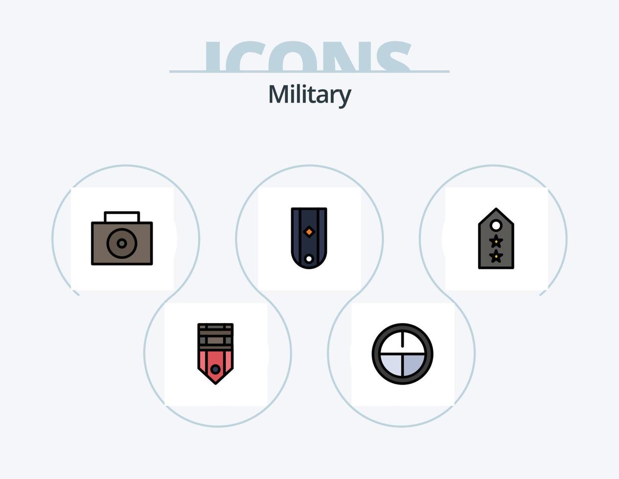 militaire ligne rempli icône pack 5 icône conception. médaille. décerner. médaille. rayé. militaire vecteur