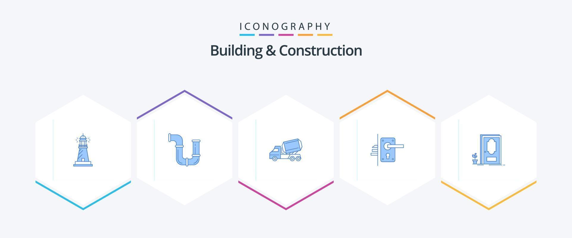 bâtiment et construction 25 bleu icône pack comprenant gérer. serrure. outils. rouleau. construction vecteur