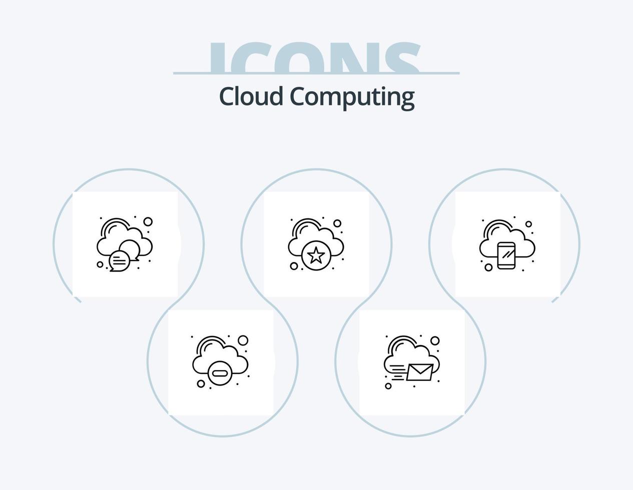 nuage l'informatique ligne icône pack 5 icône conception. l'informatique. Android. stockage. nuage vecteur