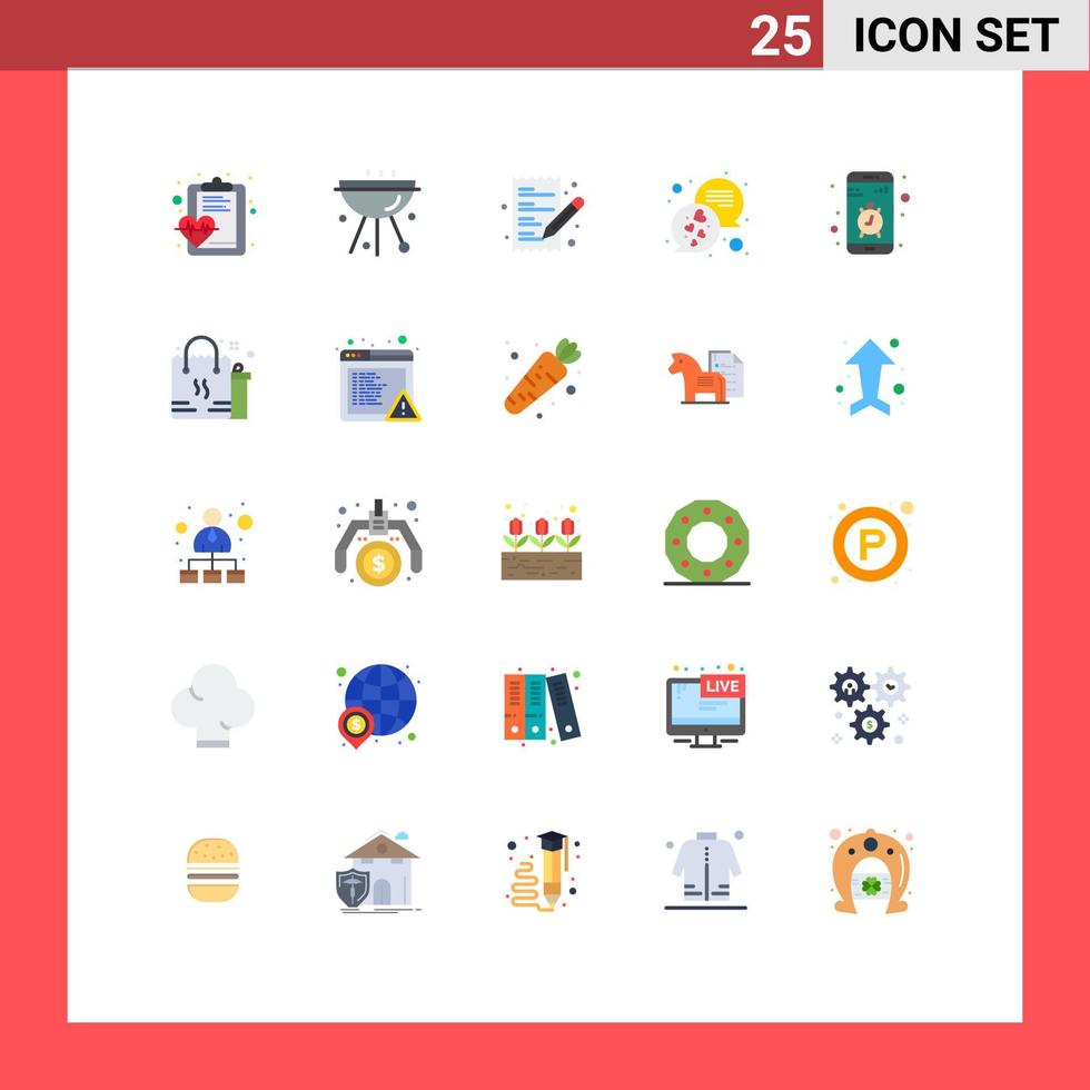 ensemble de 25 moderne ui Icônes symboles panneaux pour app messages gril l'amour achats modifiable vecteur conception éléments