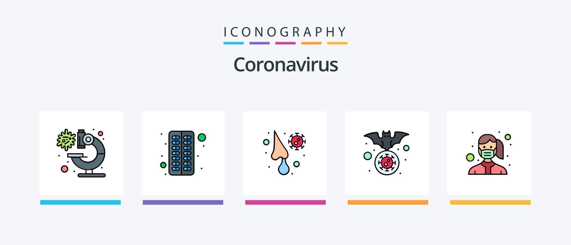 coronavirus ligne rempli 5 icône pack comprenant faire le ménage. médical. virus. capsule. virus. Créatif Icônes conception vecteur