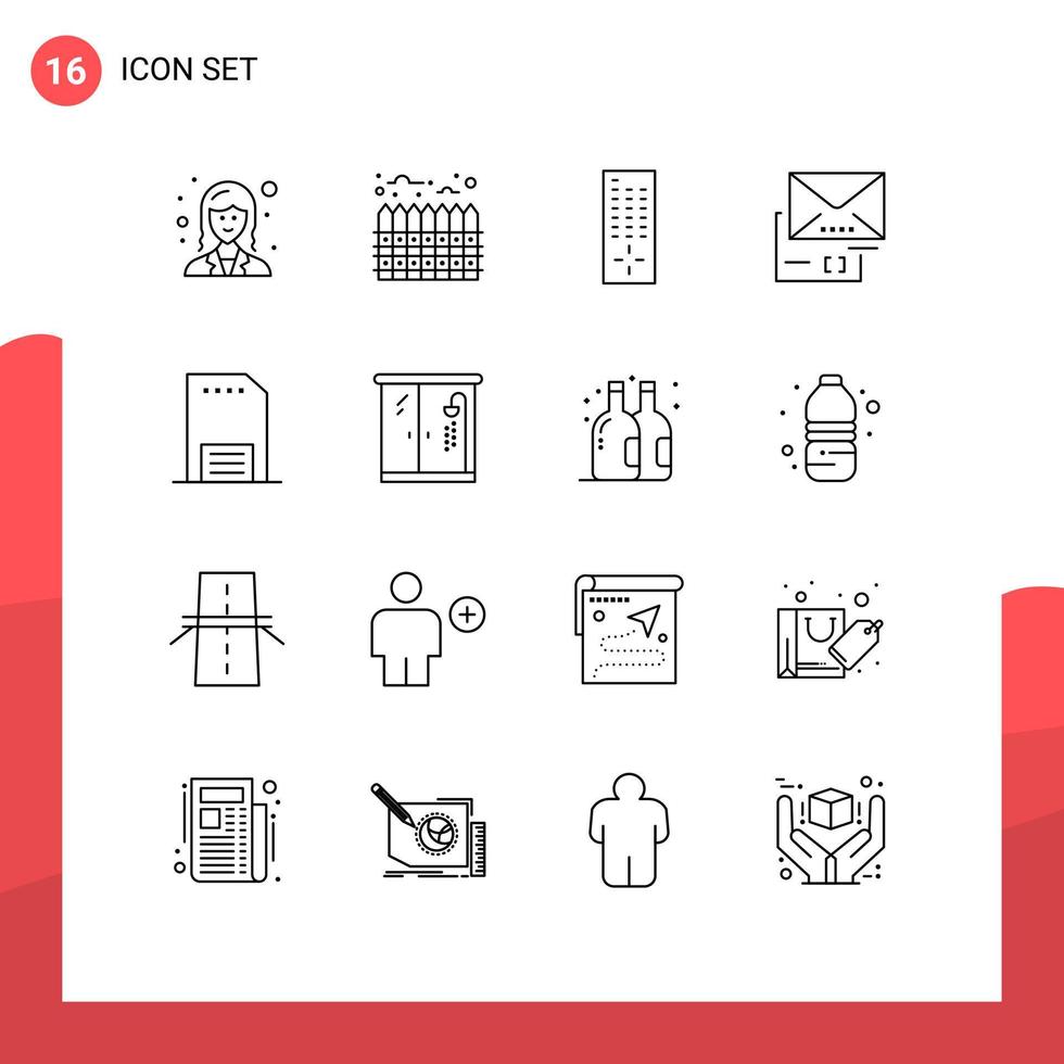 ensemble de 16 moderne ui Icônes symboles panneaux pour main La publicité contrôle courrier document modifiable vecteur conception éléments