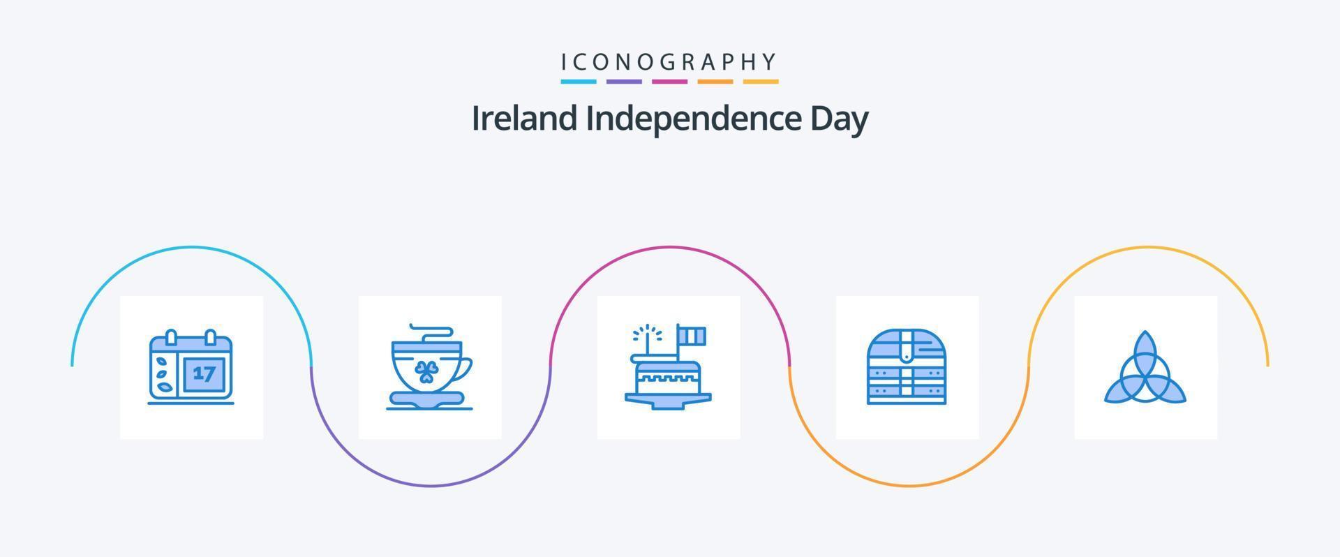 Irlande indépendance journée bleu 5 icône pack comprenant celtique. Irlande. gâteau. argent. patricks vecteur