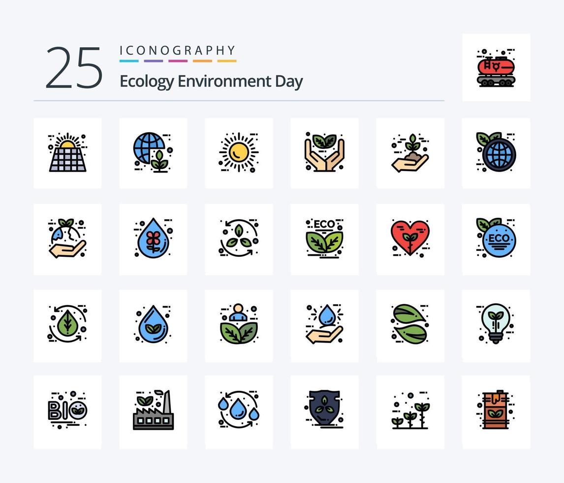 écologie 25 ligne rempli icône pack comprenant investissement. croissance. monde. environnement. éco vecteur