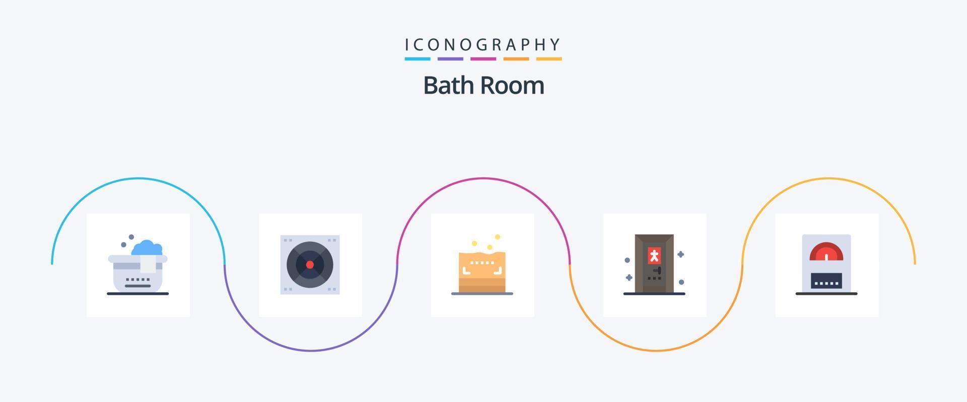 une baignoire pièce plat 5 icône pack comprenant . salle de bains. bain. l'eau vecteur
