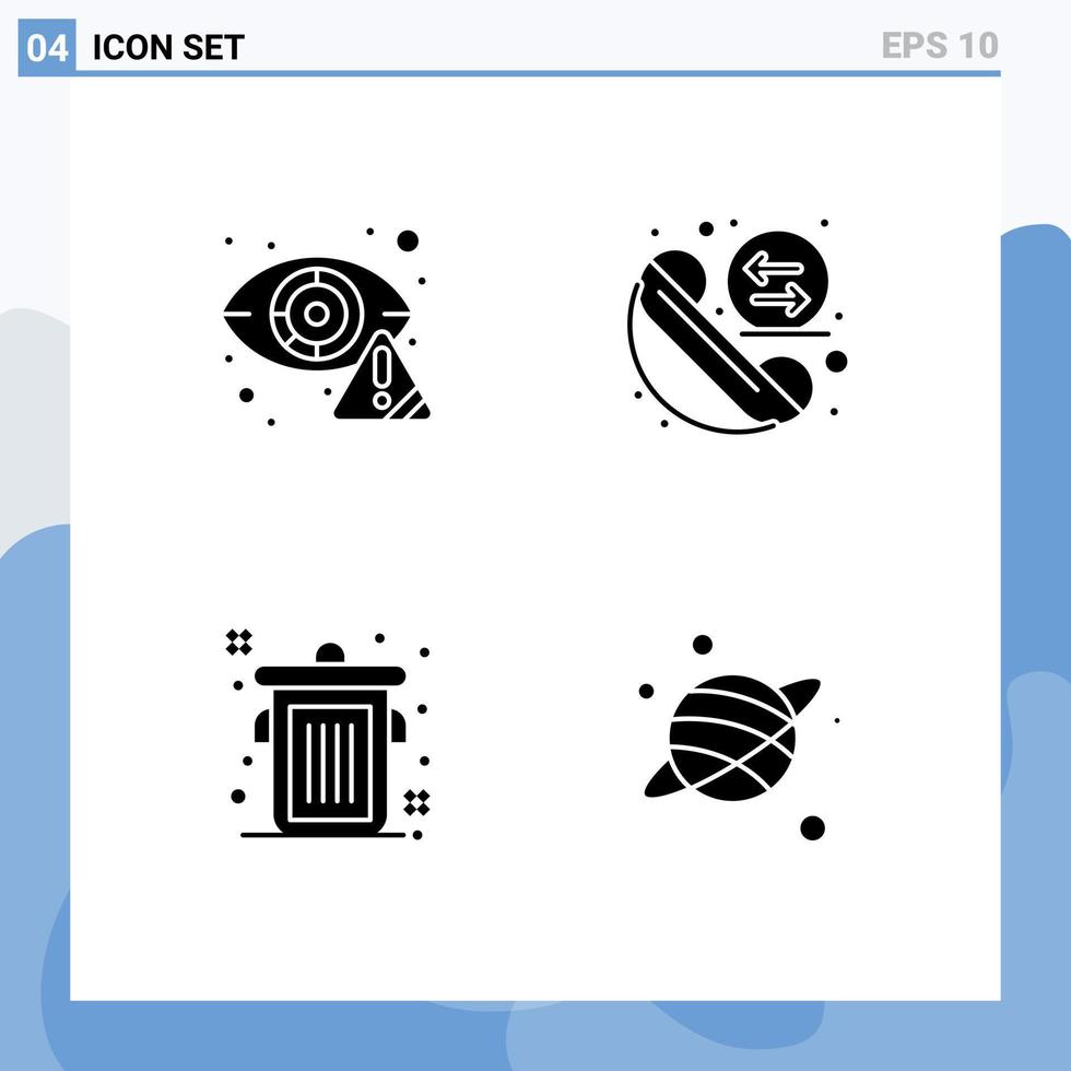 4 Créatif Icônes moderne panneaux et symboles de la criminalité pouvez œil échange poubelle modifiable vecteur conception éléments
