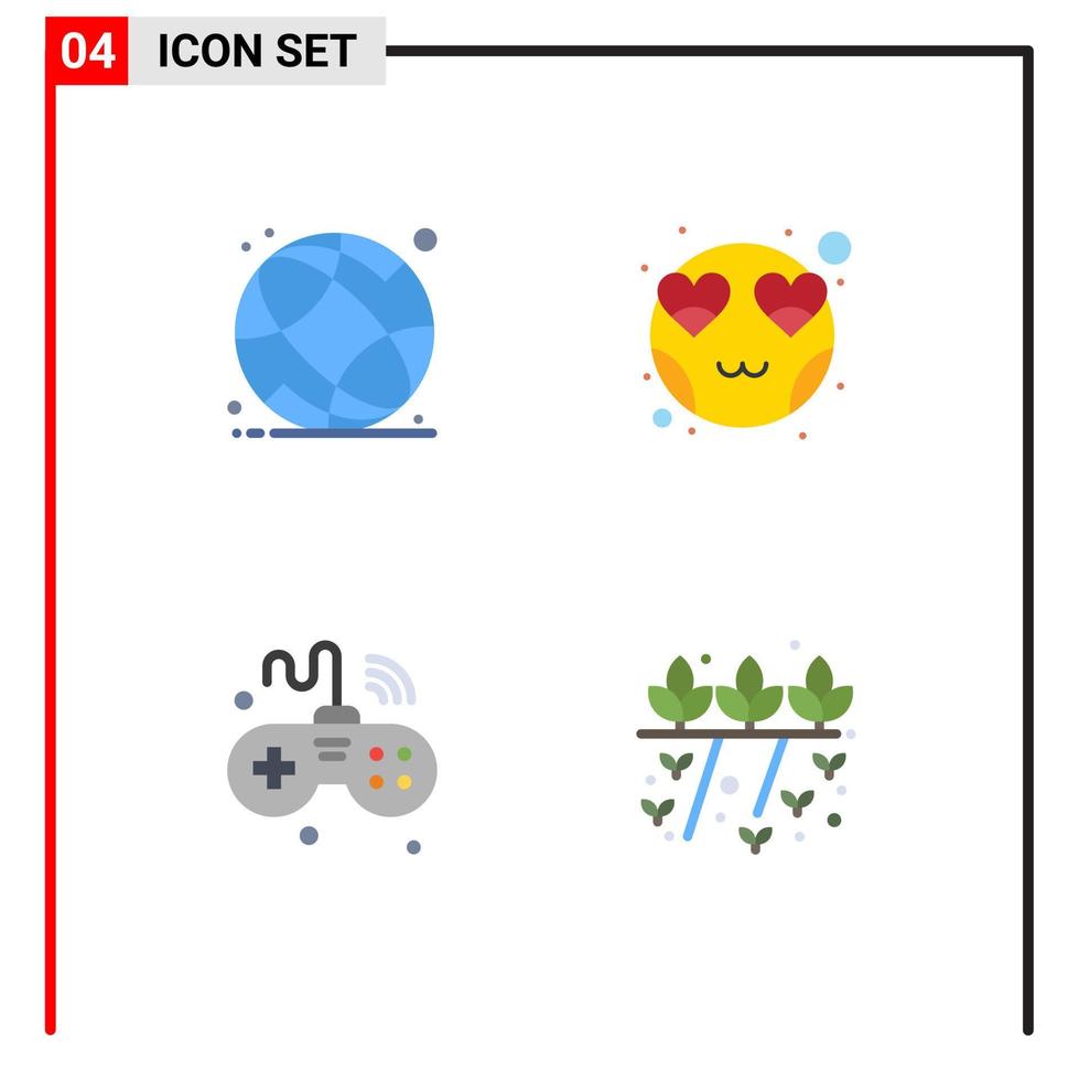 groupe de 4 plat Icônes panneaux et symboles pour monde globe l'Internet école l'amour des choses modifiable vecteur conception éléments