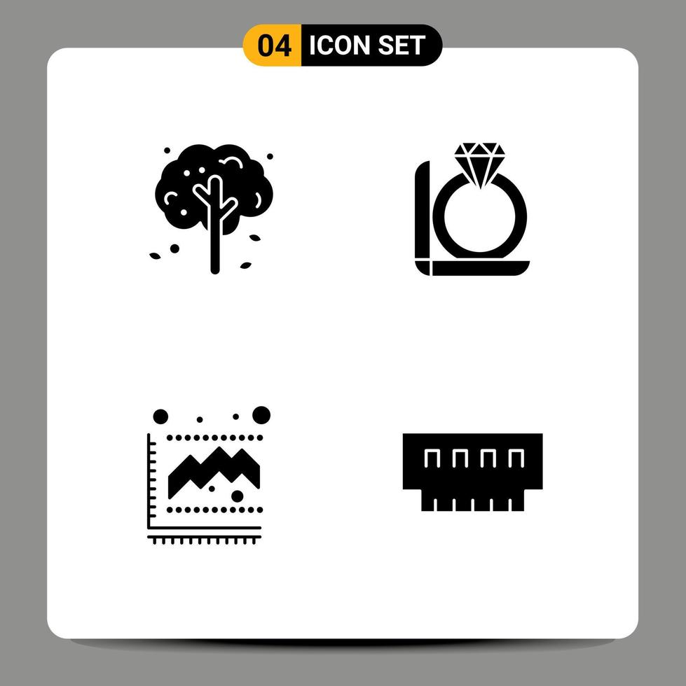 modifiable vecteur ligne pack de 4 Facile solide glyphes de Pomme graphique arbre cadeau statistiques modifiable vecteur conception éléments