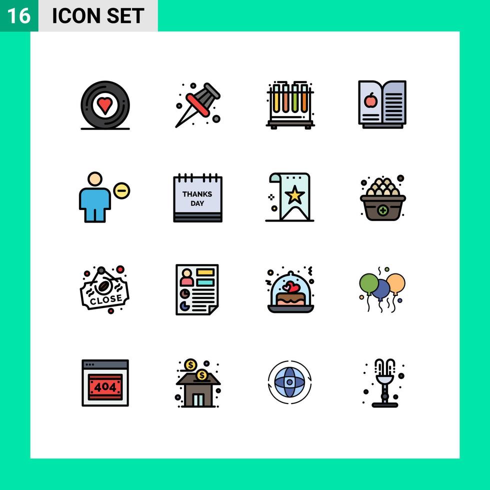 mobile interface plat Couleur rempli ligne ensemble de 16 pictogrammes de calendrier Humain tester supprimer avatar modifiable Créatif vecteur conception éléments