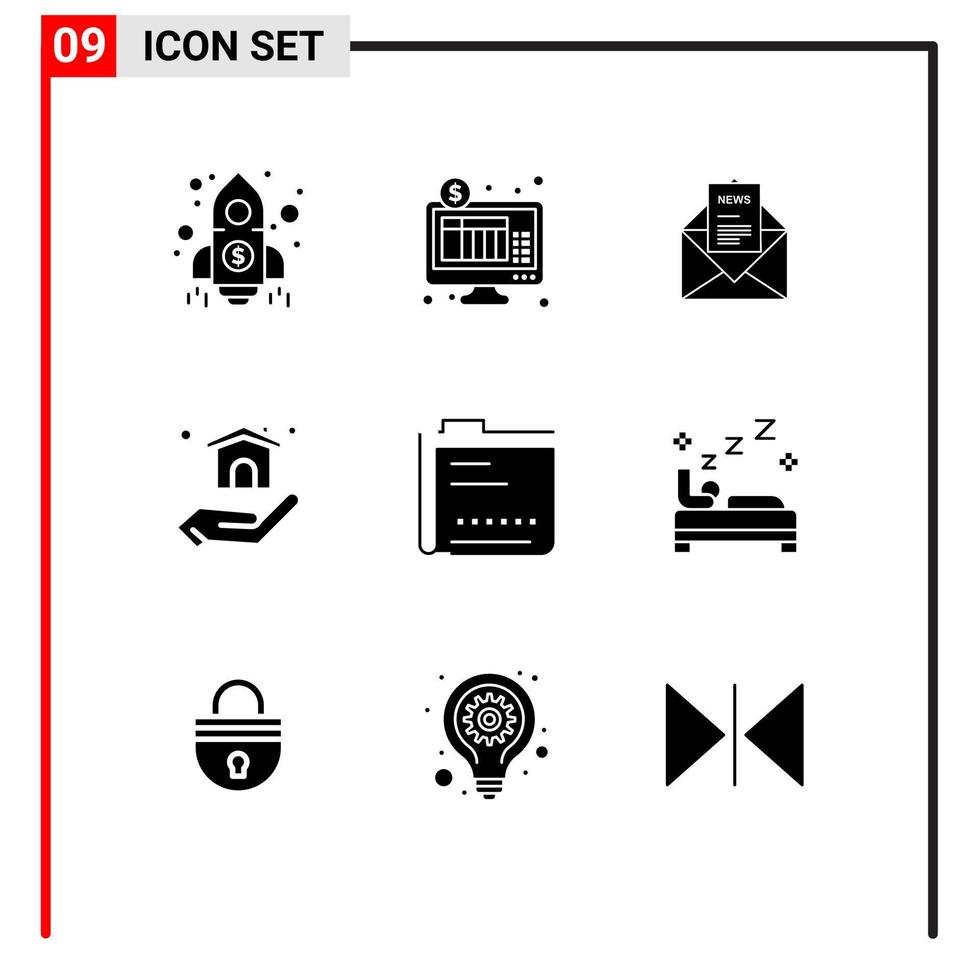 ensemble de 9 moderne ui Icônes symboles panneaux pour contenu réel biens nouvelles Accueil lettre modifiable vecteur conception éléments