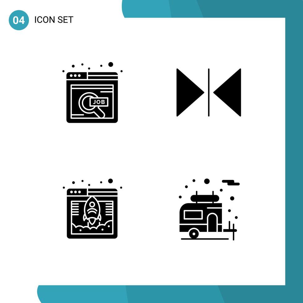 Stock vecteur icône pack de 4 ligne panneaux et symboles pour trouver vite en ligne emploi miroir campeur modifiable vecteur conception éléments