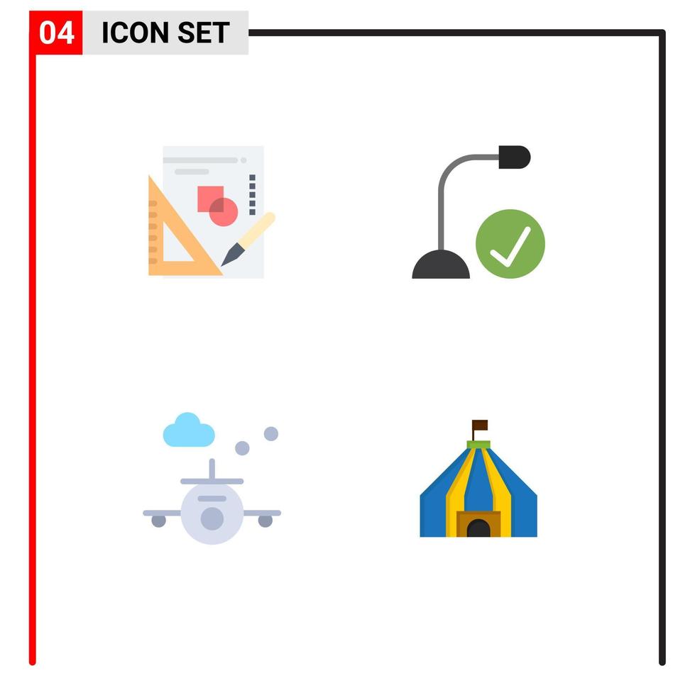 4 plat icône concept pour sites Internet mobile et applications livre plage graphique dispositifs transport modifiable vecteur conception éléments