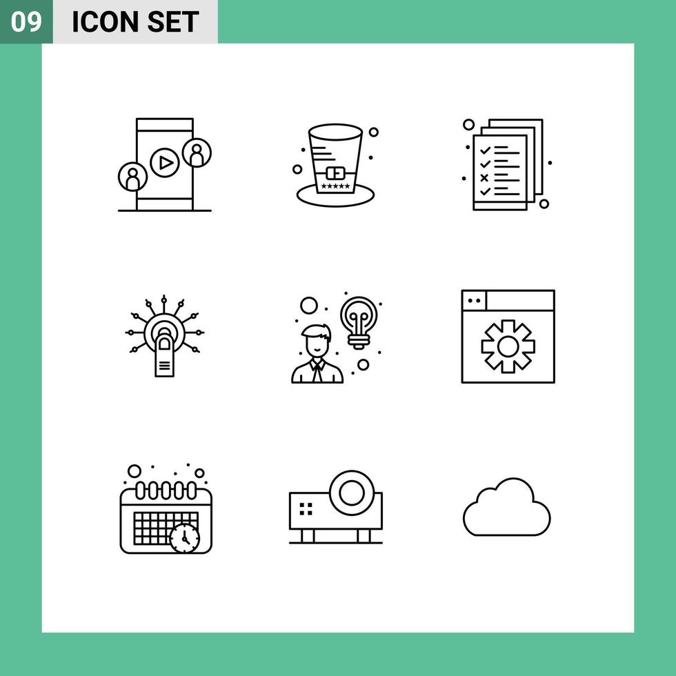 ensemble de 9 moderne ui Icônes symboles panneaux pour la créativité terminé affaires D'accord toucher modifiable vecteur conception éléments