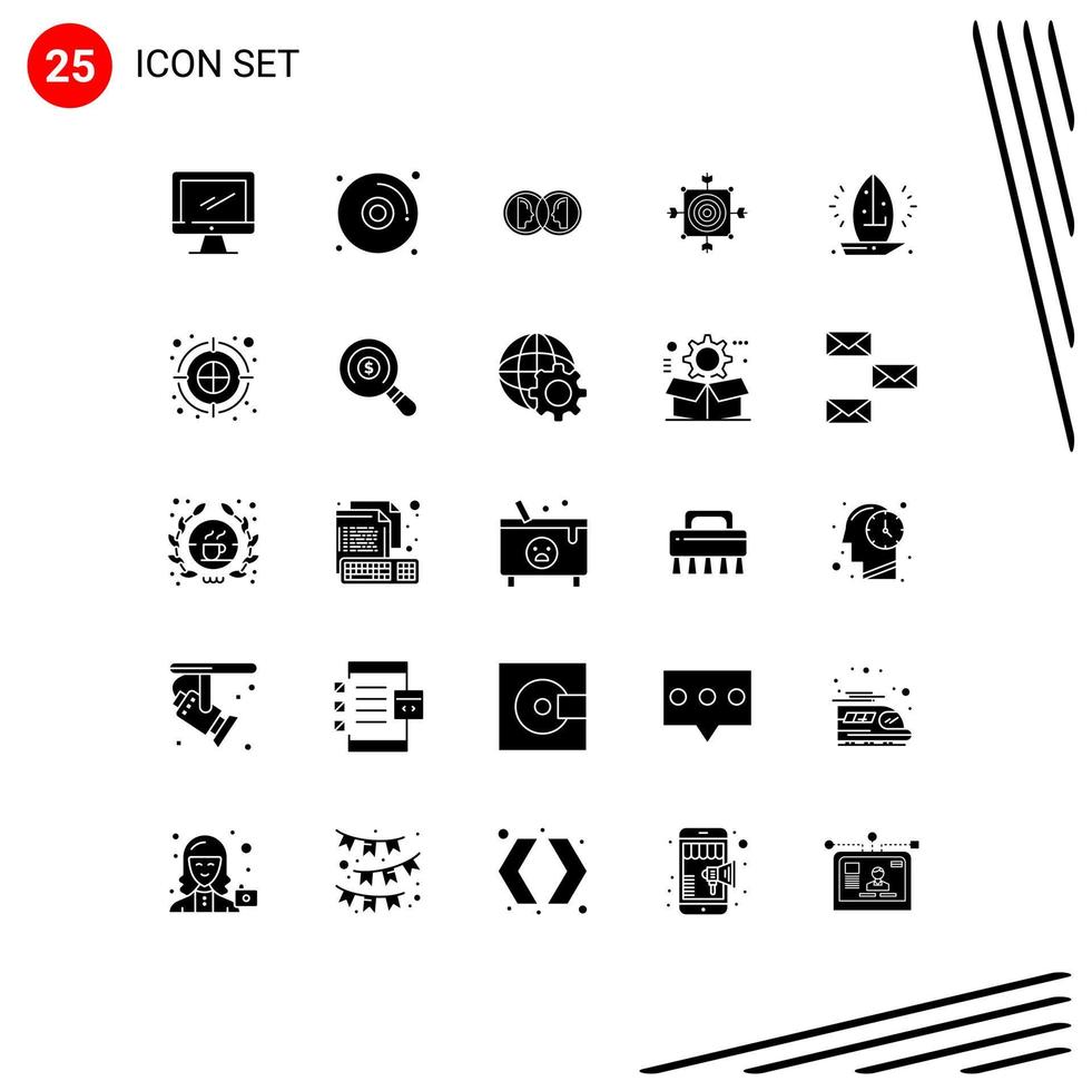 universel icône symboles groupe de 25 moderne solide glyphes de cible dard pièce de monnaie planche homme modifiable vecteur conception éléments
