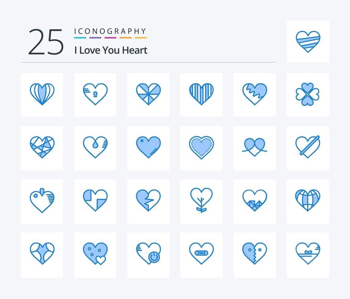 cœur 25 bleu Couleur icône pack comprenant l'amour. cadeau. l'amour. préféré. l'amour vecteur