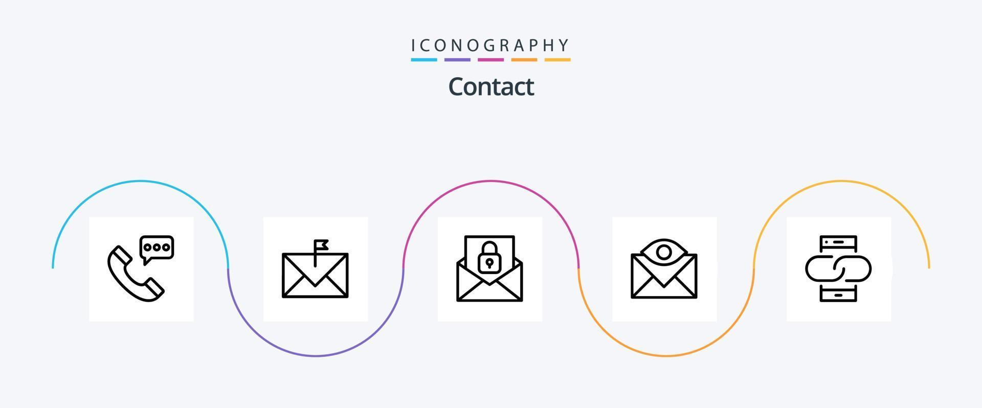 contact ligne 5 icône pack comprenant e-mail. contact. enveloppe. communication. enveloppe vecteur