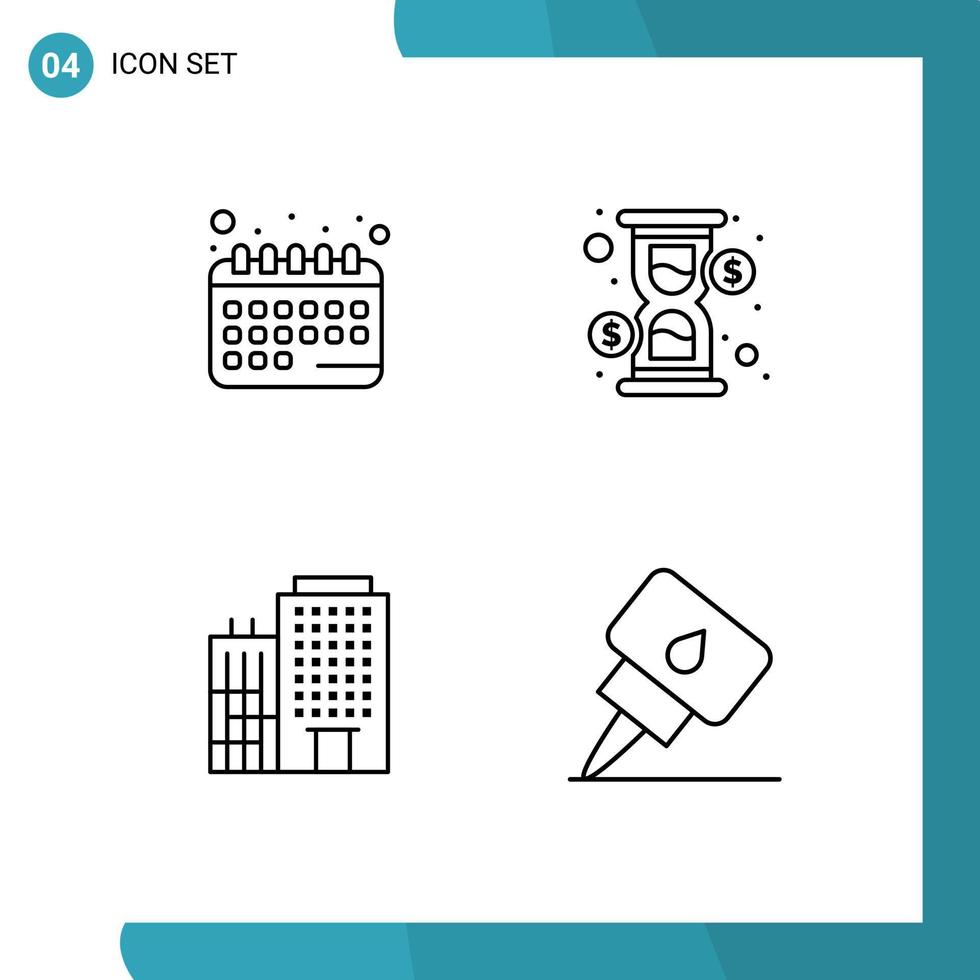 4 ligne concept pour sites Internet mobile et applications rendez-vous bâtiment programme chargement un service modifiable vecteur conception éléments