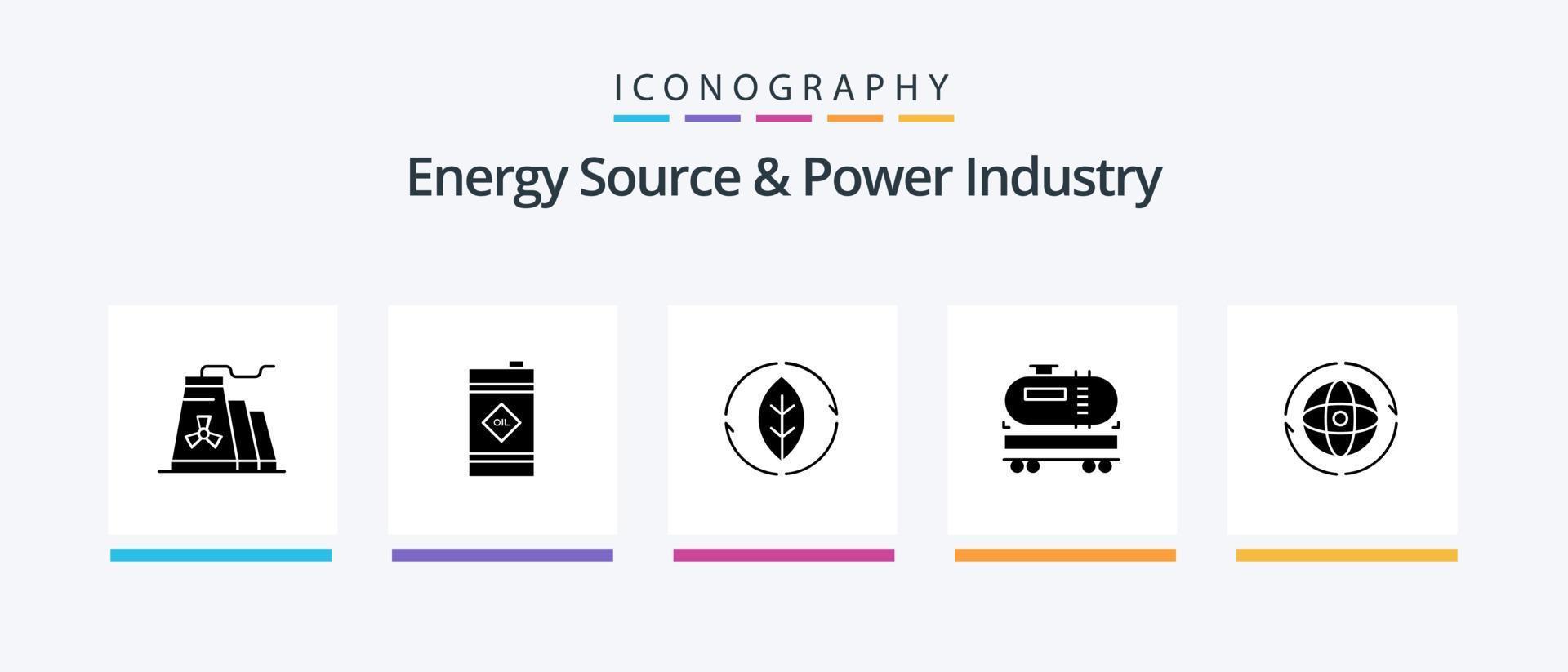 énergie la source et Puissance industrie glyphe 5 icône pack comprenant monde. construction. énergie. huile. camion. Créatif Icônes conception vecteur