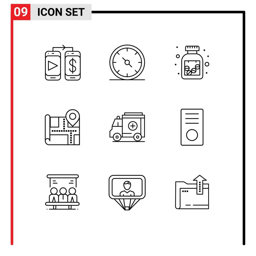 9 Créatif Icônes moderne panneaux et symboles de bureau médicament des médicaments médical réel biens modifiable vecteur conception éléments