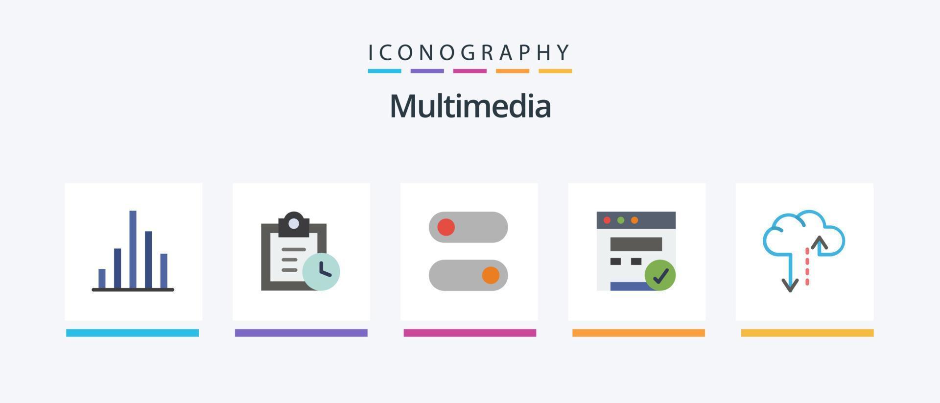 multimédia plat 5 icône pack comprenant . basculer. circulation. nuage. Créatif Icônes conception vecteur