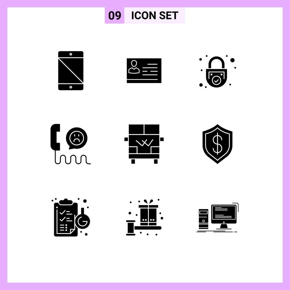 ensemble de 9 moderne ui Icônes symboles panneaux pour Aidez-moi contact identité carte Sécurité sûr modifiable vecteur conception éléments