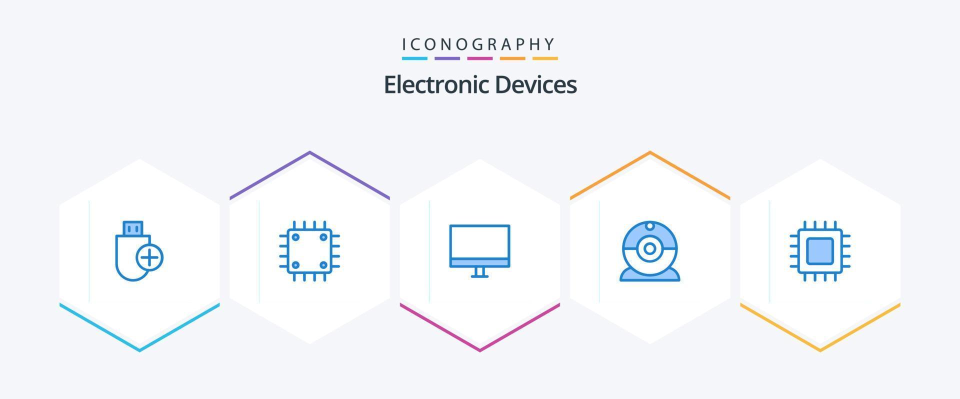 dispositifs 25 bleu icône pack comprenant dispositifs. came. gadget. moniteur. gadget vecteur