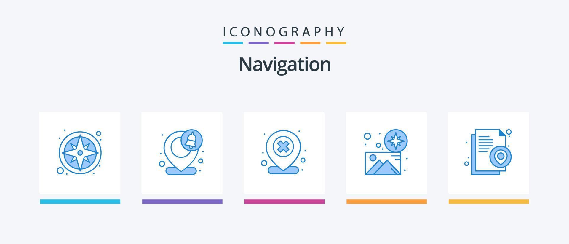 la navigation bleu 5 icône pack comprenant GPS. direction. broche. art. supprimer. Créatif Icônes conception vecteur