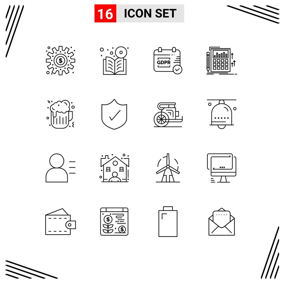 16 contour concept pour sites Internet mobile et applications calculatrice bancaire en ligne Audit calendrier modifiable vecteur conception éléments