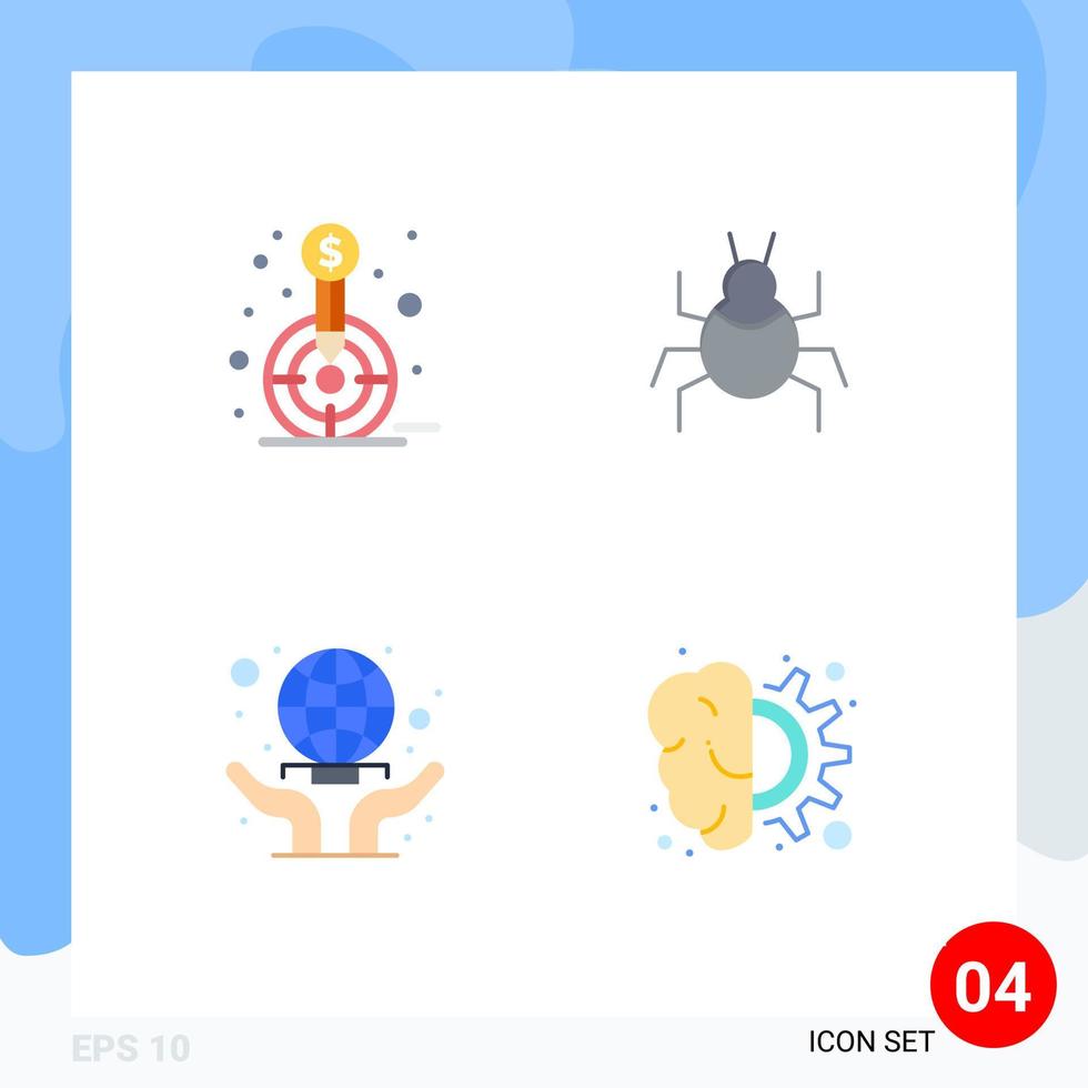 ensemble de 4 moderne ui Icônes symboles panneaux pour la finance se soucier objectif la nature mains modifiable vecteur conception éléments