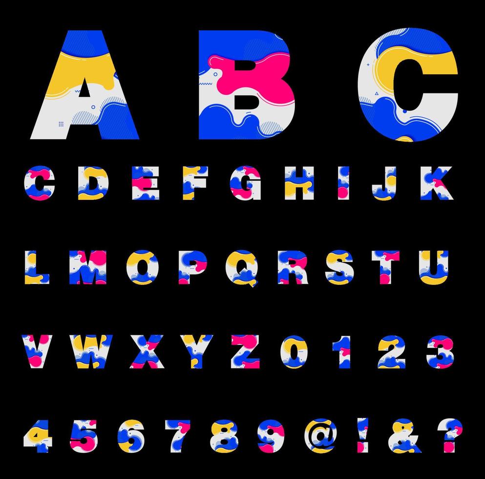 vecteur alphabet des lettres avec abstrait liquide formes conception