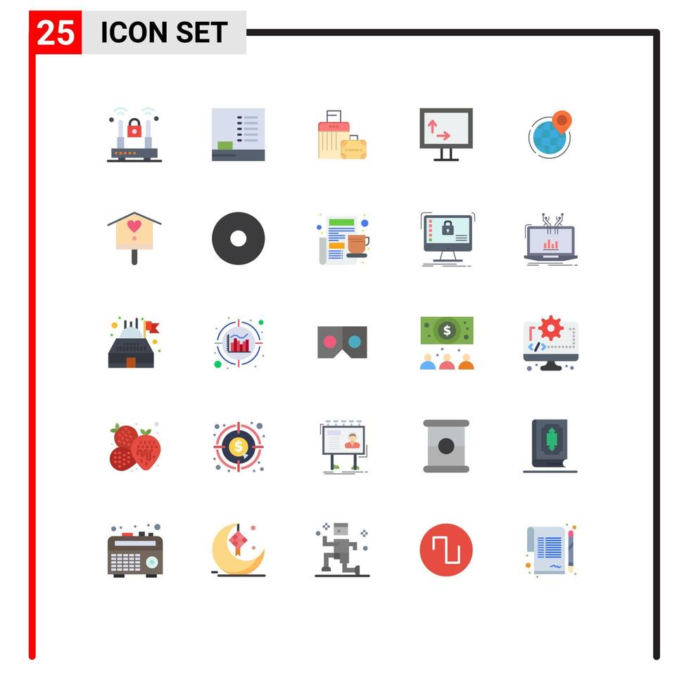 25 utilisateur interface plat Couleur pack de moderne panneaux et symboles de point global Sac à main affaires largeur modifiable vecteur conception éléments