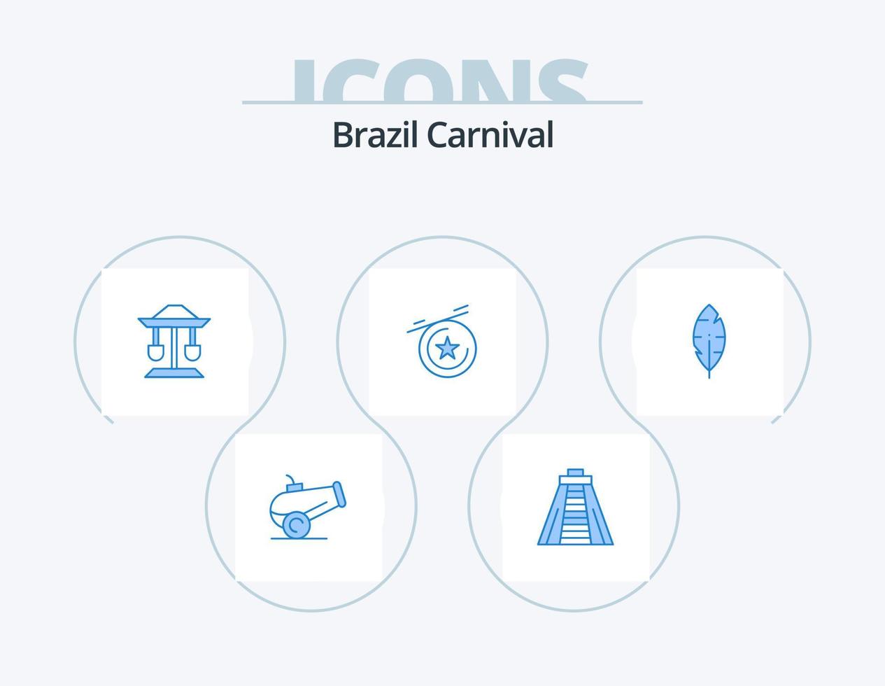 Brésil carnaval bleu icône pack 5 icône conception. . équilibre. . encre vecteur