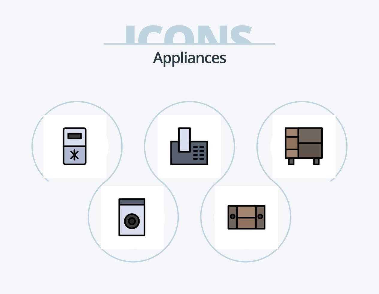 appareils électroménagers ligne rempli icône pack 5 icône conception. appareils électroménagers. maison. ménage. Accueil vaisselle. appareils électroménagers vecteur