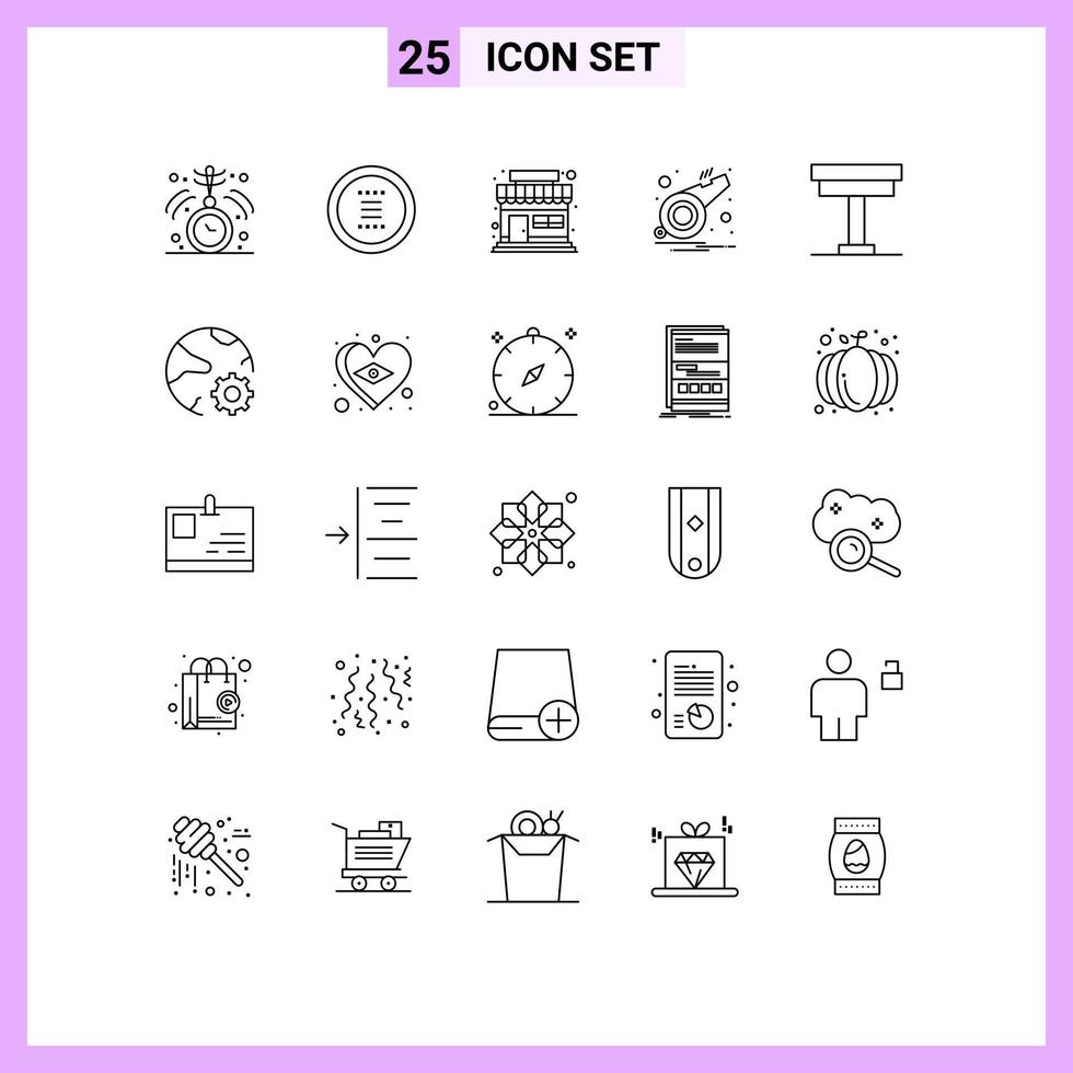 25 ligne concept pour sites Internet mobile et applications bureau sifflet la navigation des sports alarme modifiable vecteur conception éléments