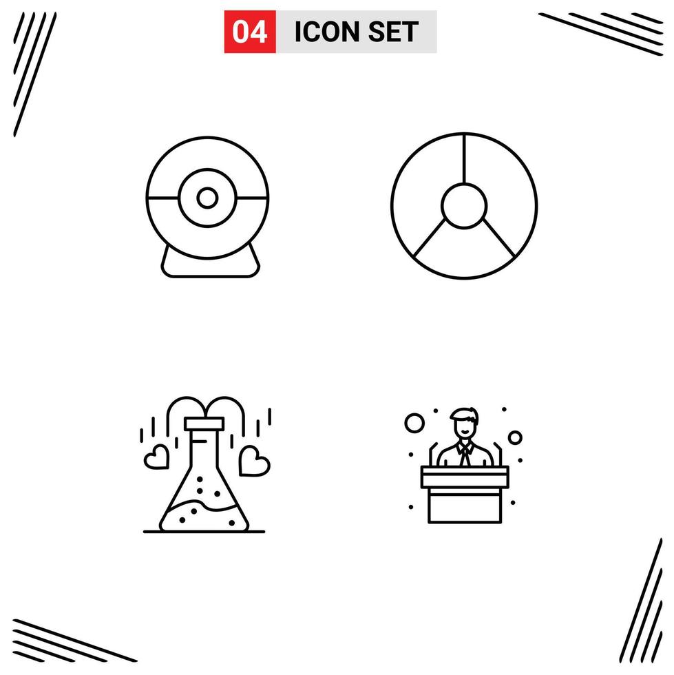 Stock vecteur icône pack de 4 ligne panneaux et symboles pour caméra ballon affaires graphique l'amour modifiable vecteur conception éléments