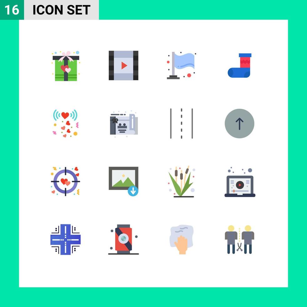 pictogramme ensemble de 16 Facile plat couleurs de signal l'amour drapeau cœur festivité modifiable pack de Créatif vecteur conception éléments