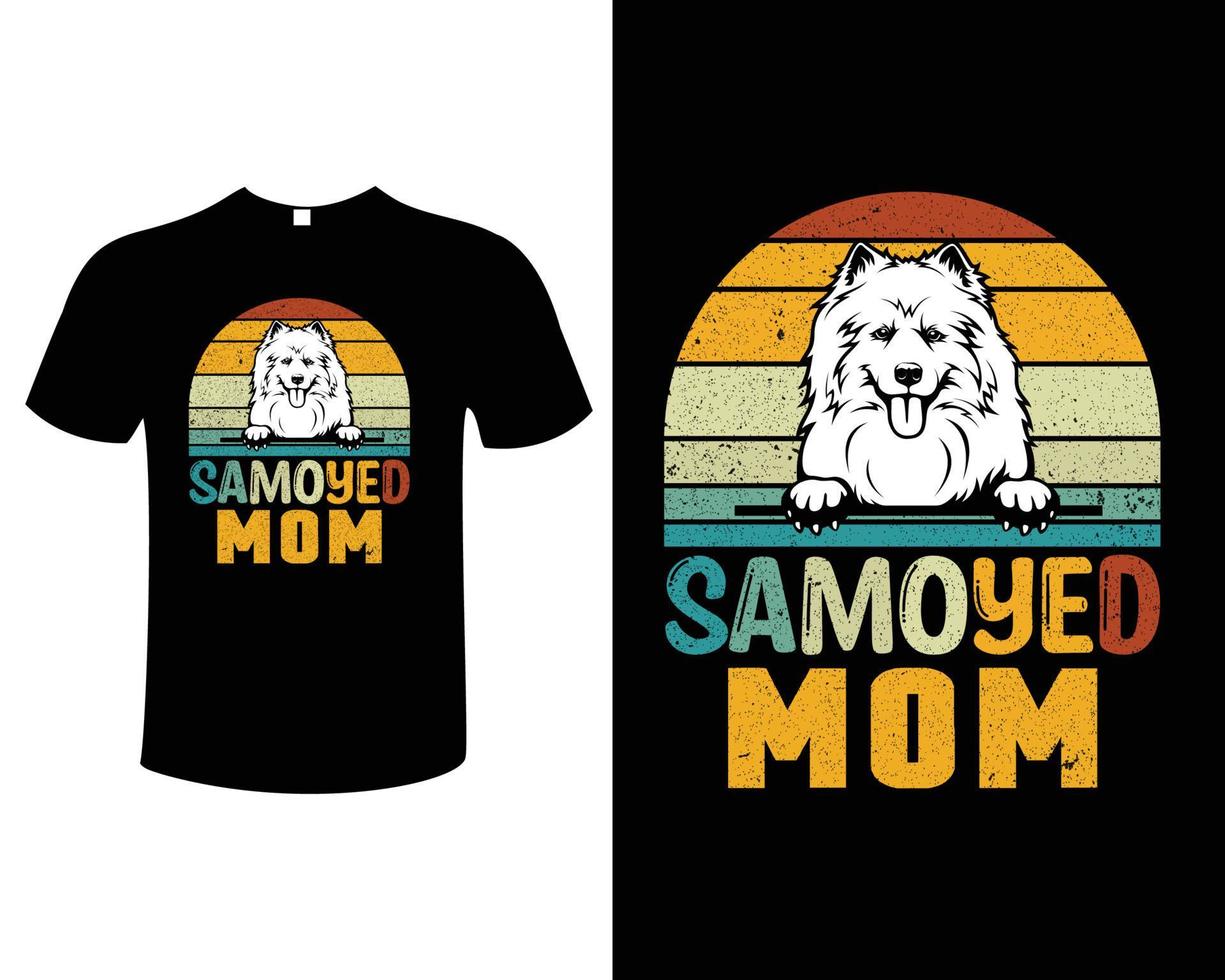 typographie chien samoyède illustration vintage modèle vectoriel de conception de t-shirt