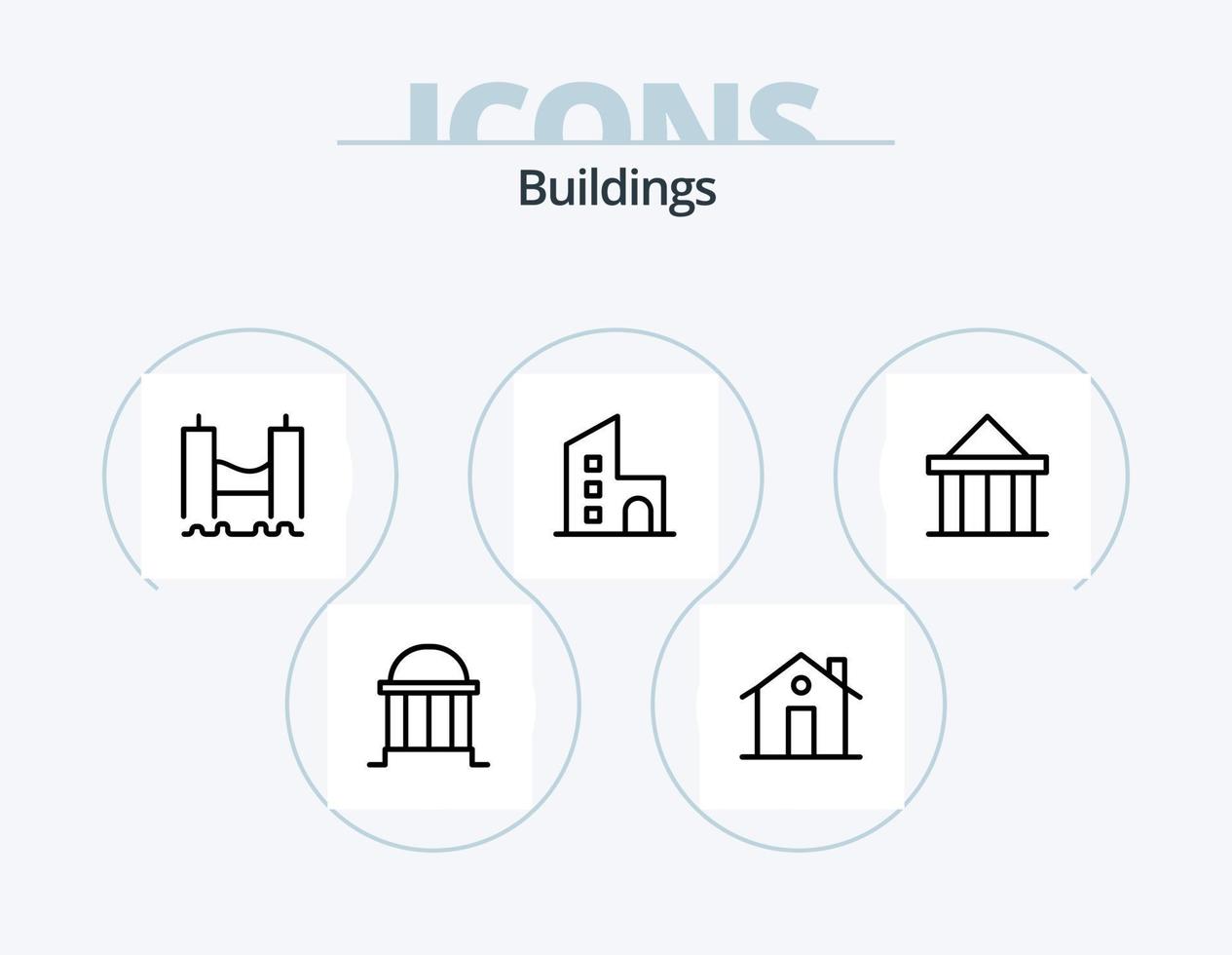 bâtiments ligne icône pack 5 icône conception. famille. district. chemin. monument. colonne vecteur