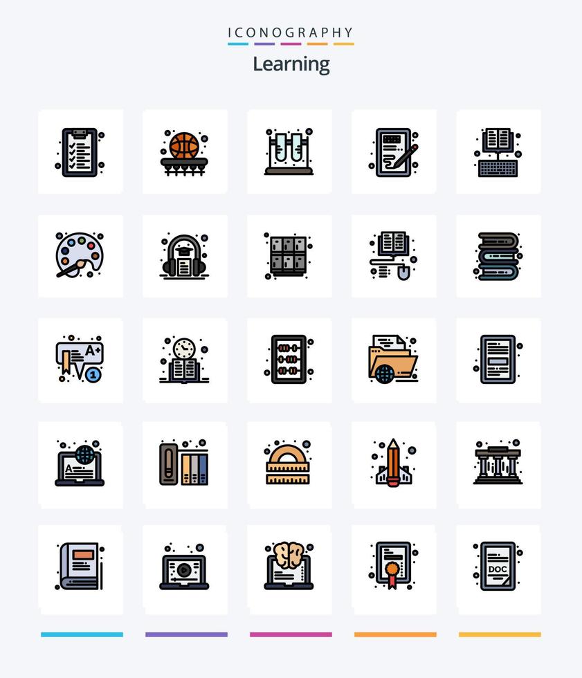 Créatif apprentissage 25 ligne rempli icône pack tel comme apprentissage. diriger. chimie. conception. tester vecteur