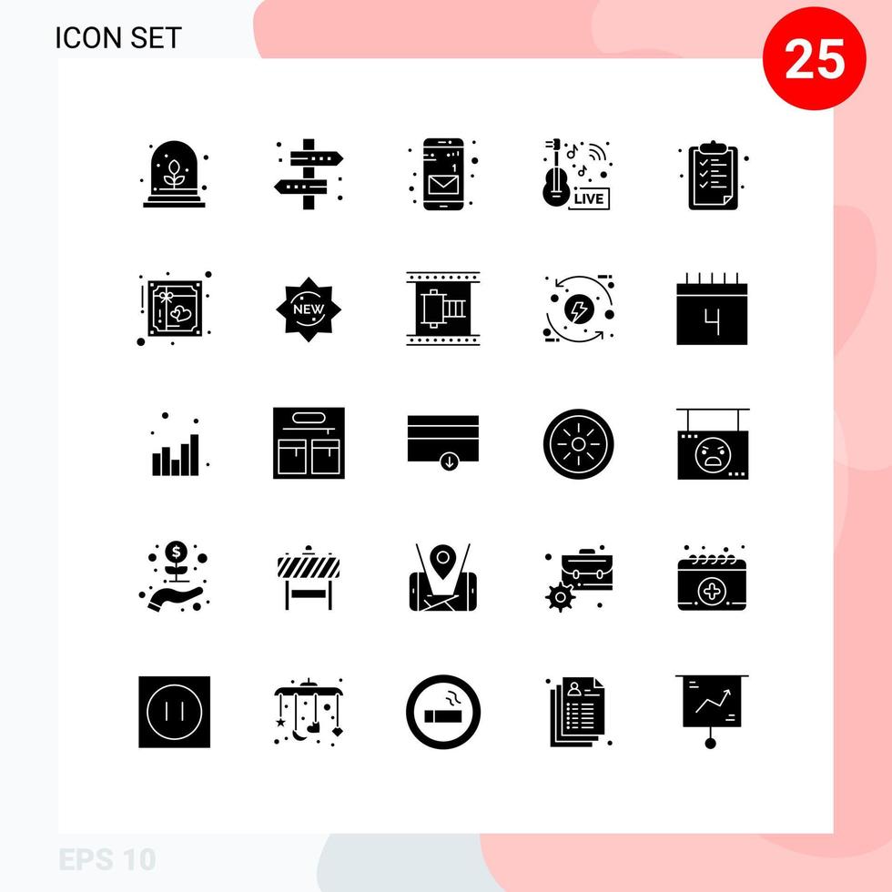 ensemble de 25 moderne ui Icônes symboles panneaux pour presse-papiers nouvelles app vivre divertissement modifiable vecteur conception éléments