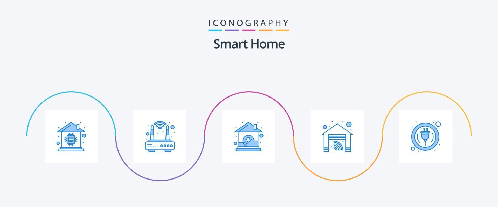 intelligent Accueil bleu 5 icône pack comprenant intelligent. maison. maison. intelligent. Accueil vecteur