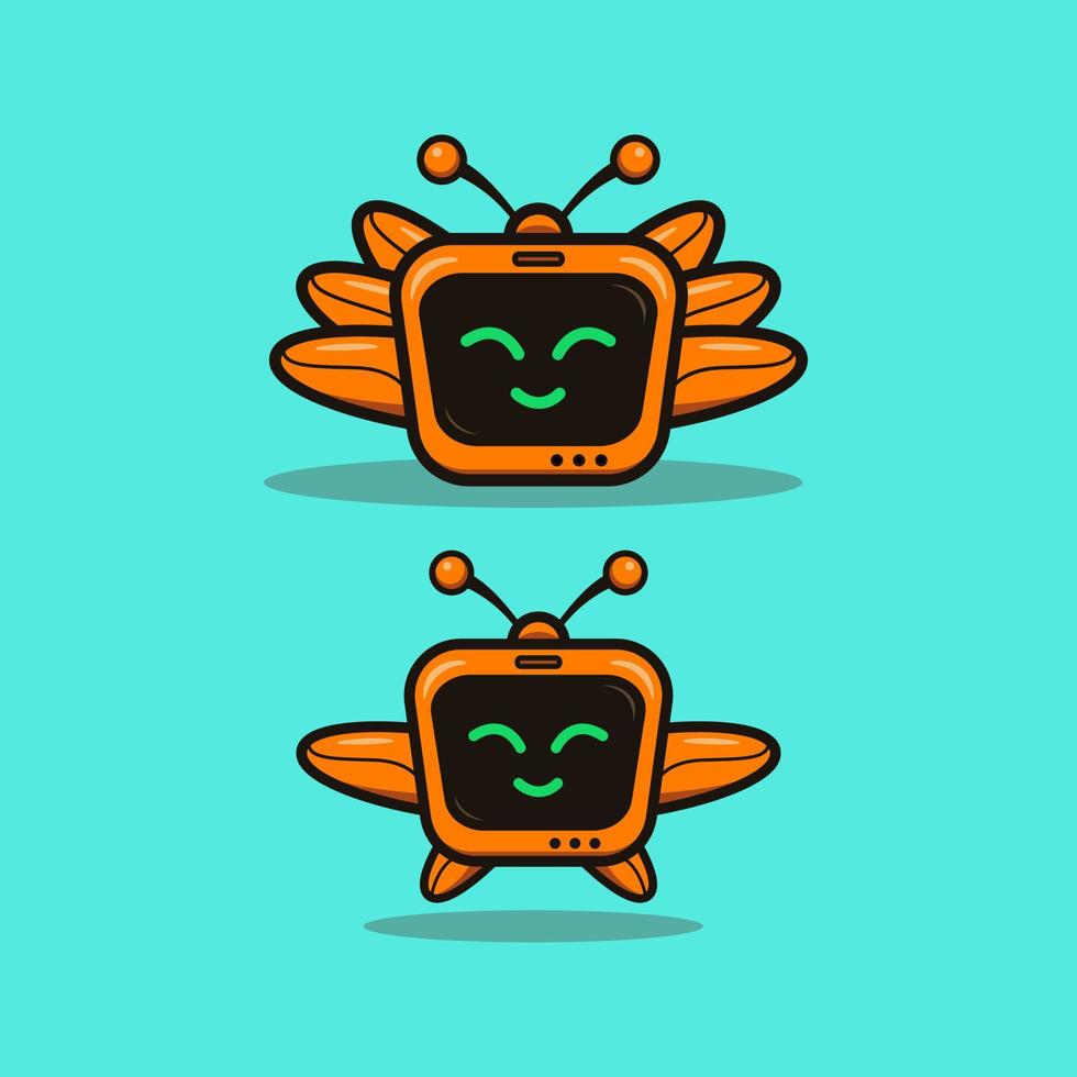 illustration de télévision de robot de dessin animé adorable mignon pour mascotte et logo d'icône d'autocollant vecteur