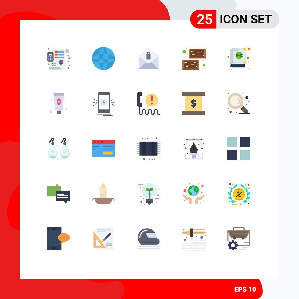 universel icône symboles groupe de 25 moderne plat couleurs de patrick trèfle message livre valeur modifiable vecteur conception éléments