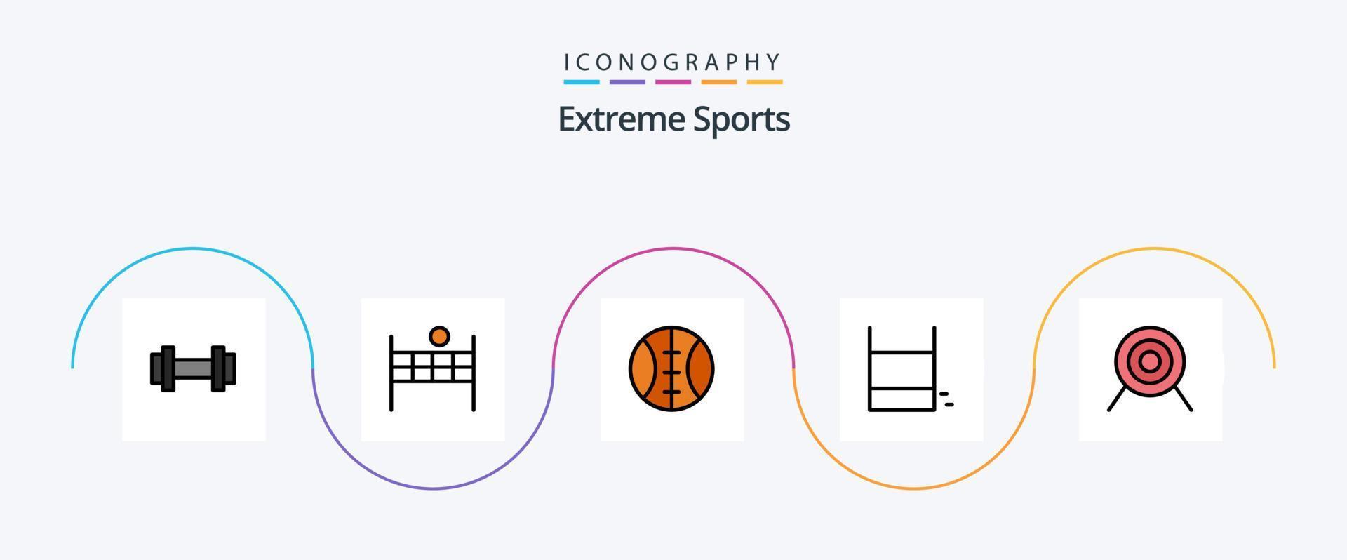sport ligne rempli plat 5 icône pack comprenant . cible. sport. sport. sport vecteur