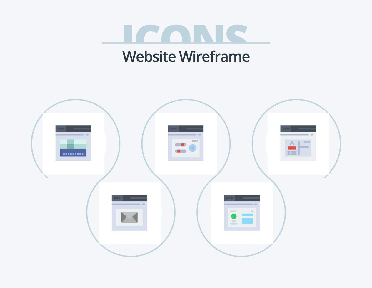 site Internet filaire plat icône pack 5 icône conception. application. référencement. page. performance. site Internet vecteur